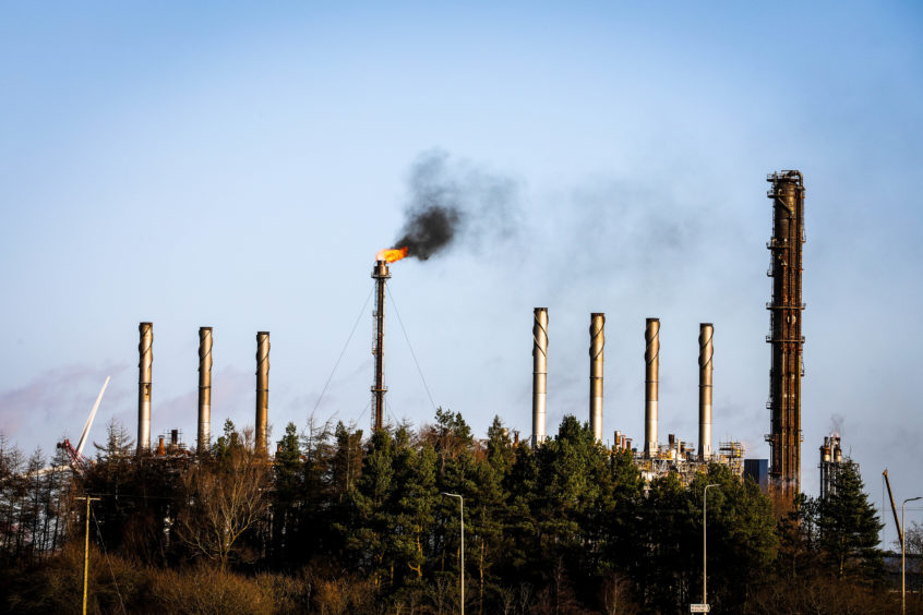Flaring at the Exxon / Mossmorran Petrochemical plant near Cowdenbeath.
